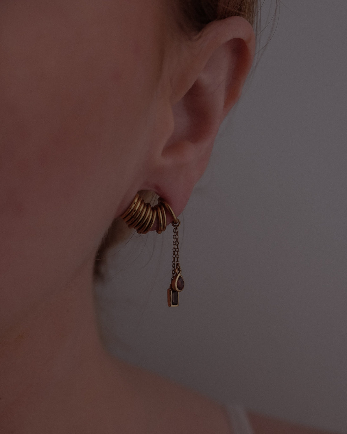 Garnet + Smokey Quartz Charm