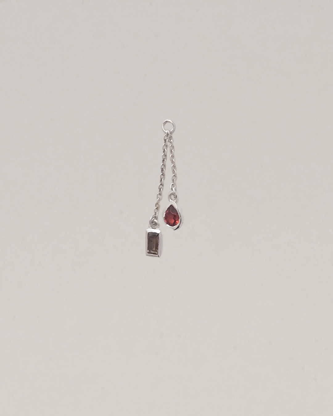 Garnet + Smokey Quartz Charm