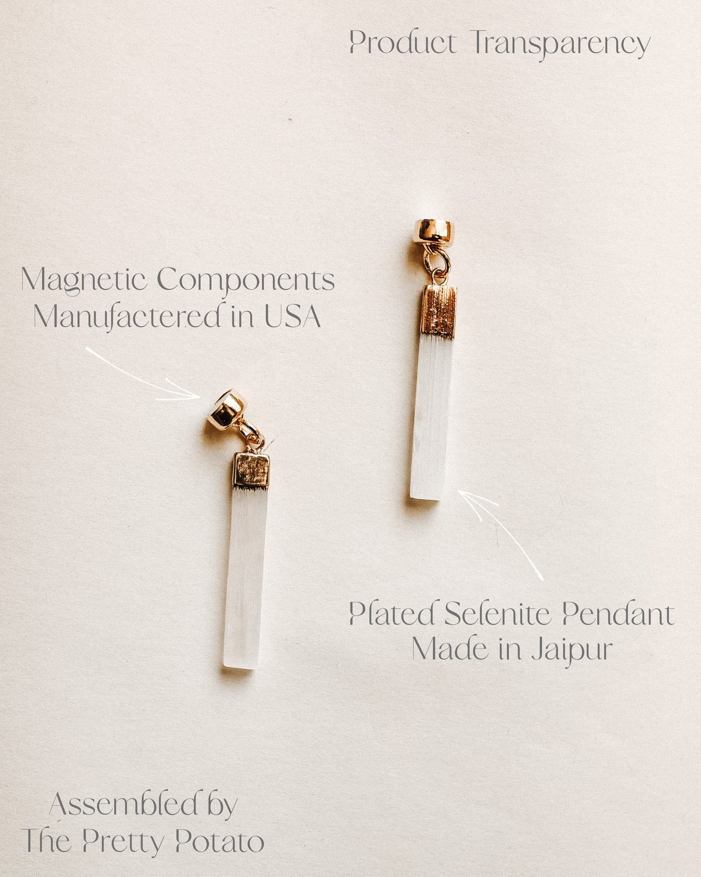 Magnetic Selenite- Silver & Gold Plating