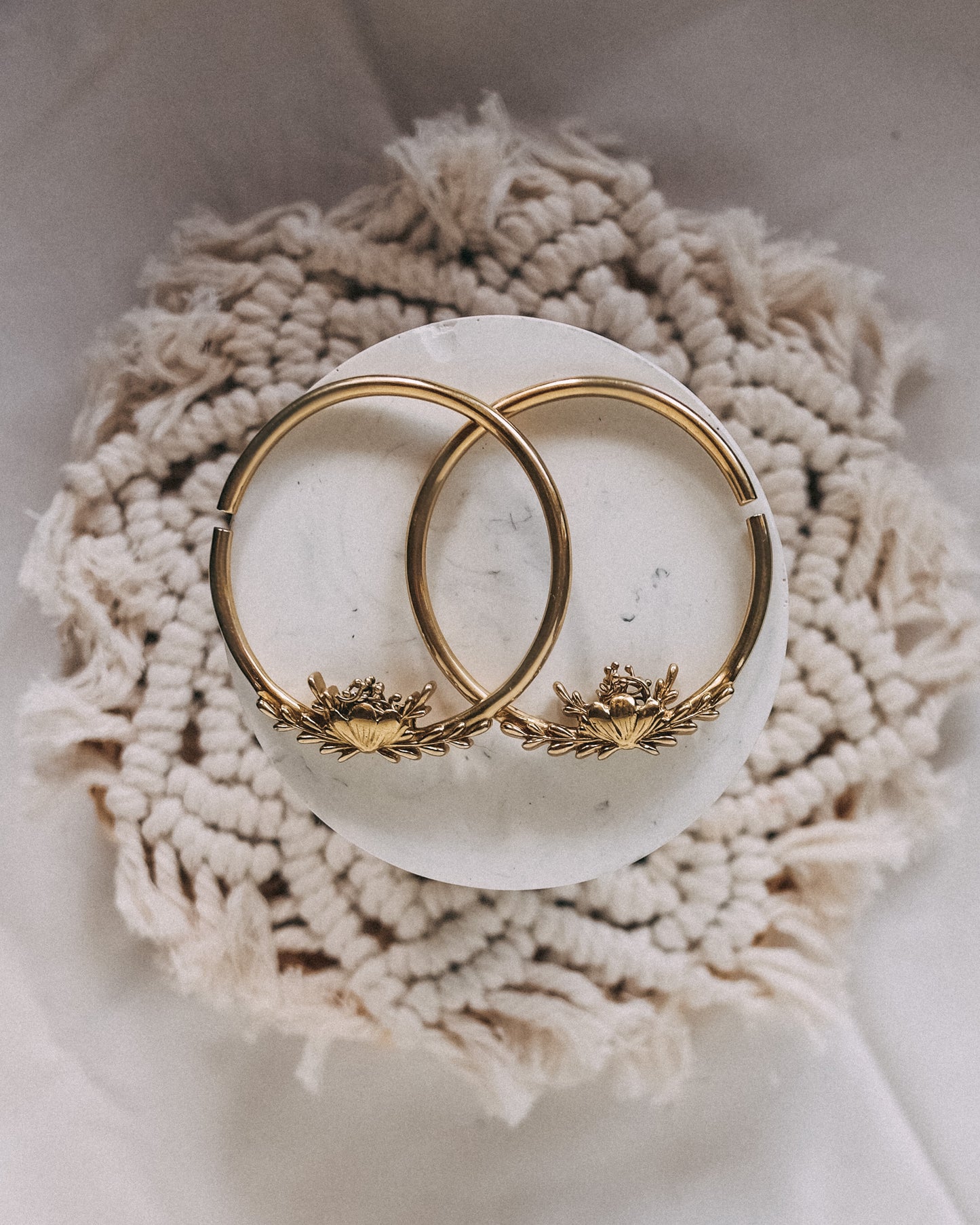 Brass “Kristina” Floral Hoop Hangers
