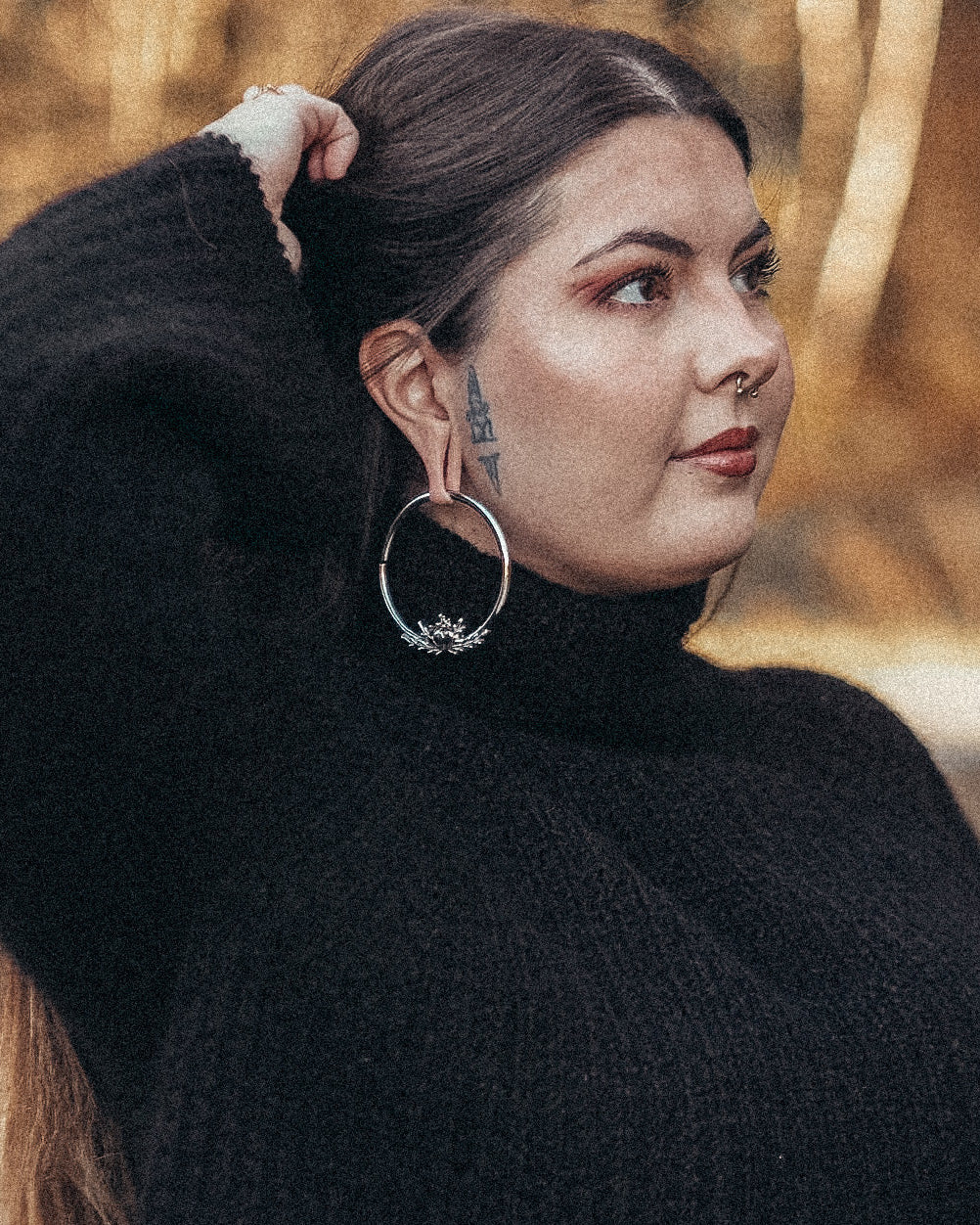 White Brass “Kristina” Floral Hoop Hangers