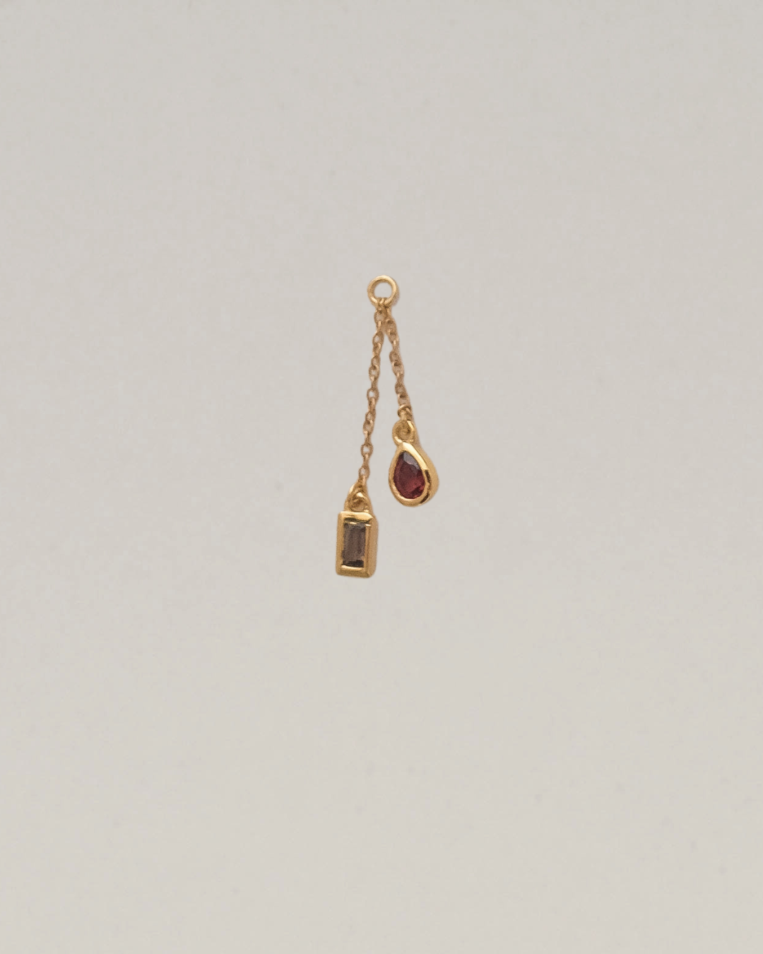 Garnet + Smokey Quartz Charm