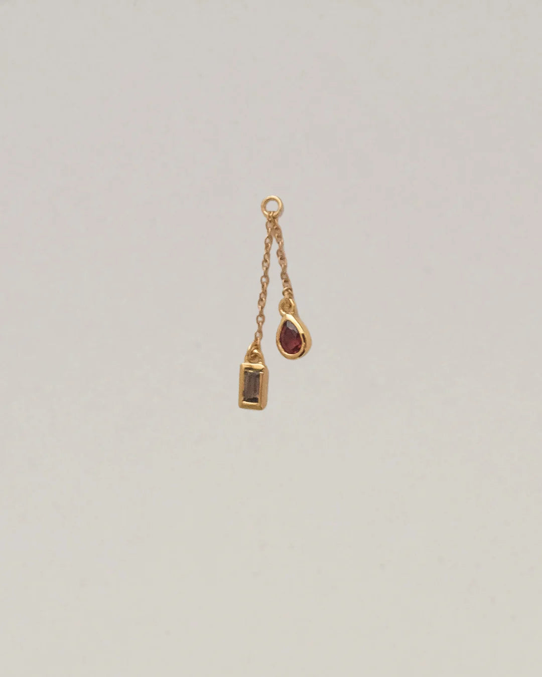 Garnet + Smokey Quartz Charm
