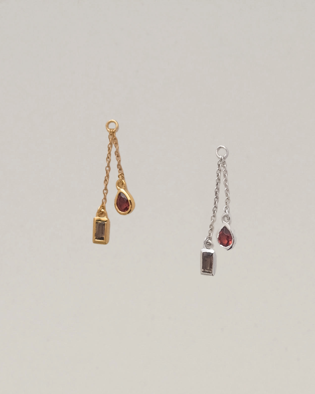 Garnet + Smokey Quartz Charm