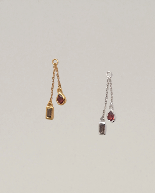 Garnet + Smokey Quartz Charm